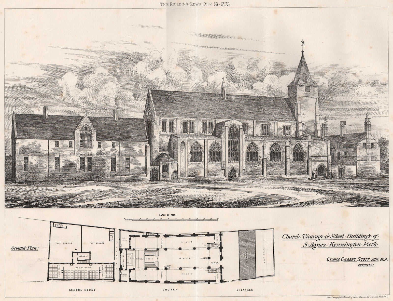 Church vicarage school, St. Agnes, Kennington Park; George Gilbert Scott Jr 1875